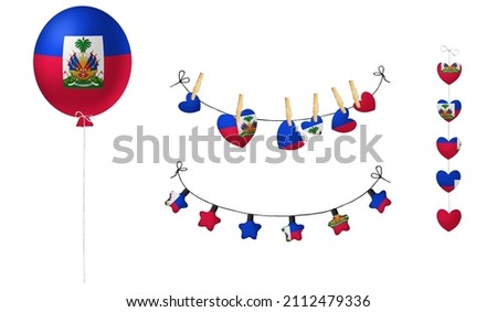 Festival set in colors of national flag. Clip art on white background. Haiti