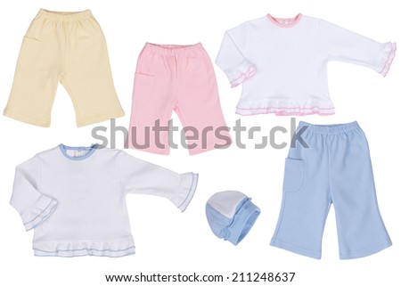 Baby clothes, wear isolated on white background