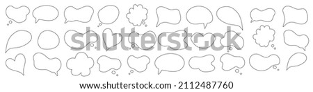 Speech bubble  hand draw big set . Online chat clouds with different words comments information shapes vector isolated on white background. Stock illustration