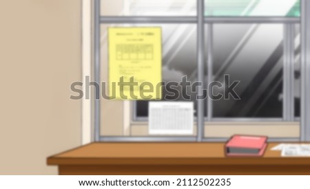 Empty office, clinic, or hospital at night with no people around, 
free hand-drawn, illustration for a game, manga cartoon, or comic background, Blurred BG 