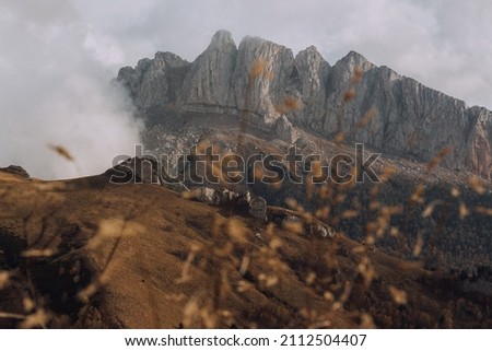 Autumn in mountains, hiking in Caucasus