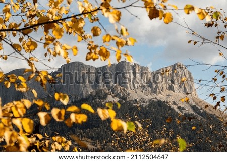 Autumn in mountains, hiking in Caucasus