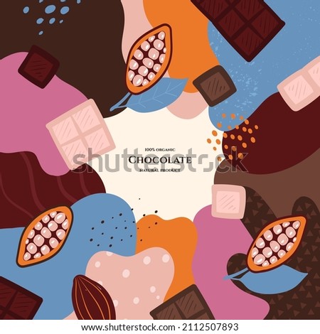 Vector frame with doodle chocolate and abstract elements. Hand drawn illustrations.