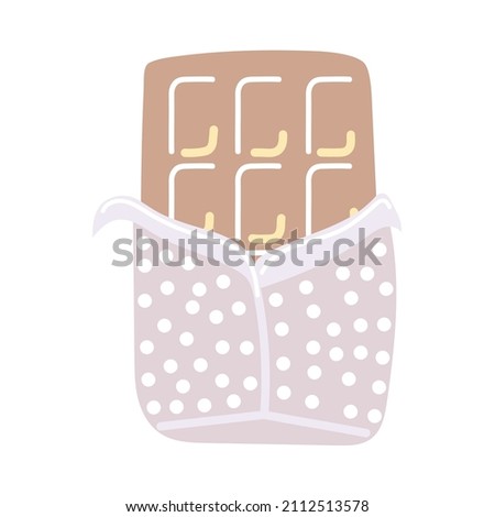 Hand drawn milk chocolate in flat style. Clip-art isolated on white background.
