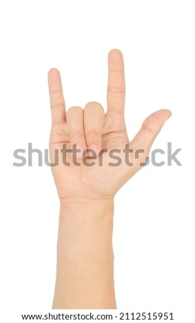 Male hand gestures symbolize I love you. isolated on a white background. With clipping path