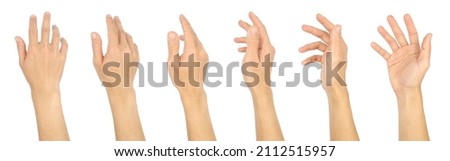Determine the man's hand gesture fingers. isolated on a white background