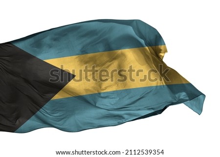Bahamas flag isolated on white background. Close up waving flag of Bahamas. Flag of Bahamian.