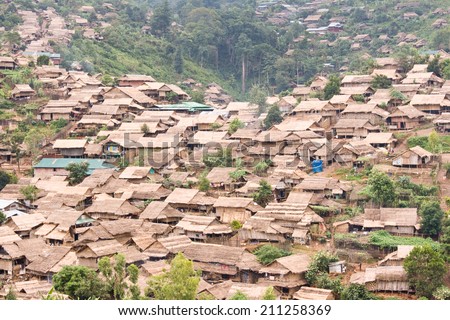 Refugee camp in north of thailand Royalty-Free Stock Photo #211258369