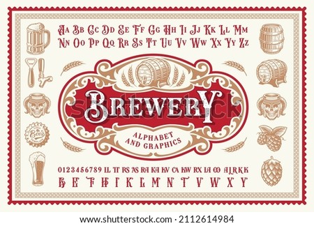 Vector Clip Art with a vintage font and graphics for alcohol labels or emblems