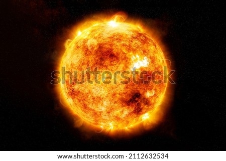 The sun from space on a dark background. Elements of this image furnished by NASA. High quality photo