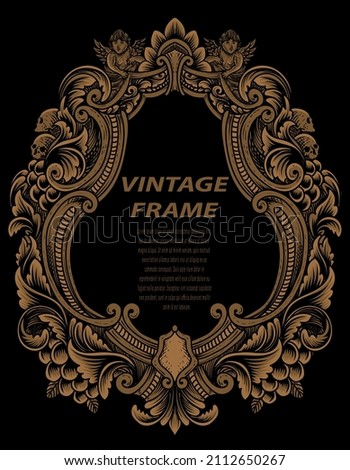Vintage frames in baroque antique style. engraving retro frames ornament. Royalty-Free Stock Photo #2112650267