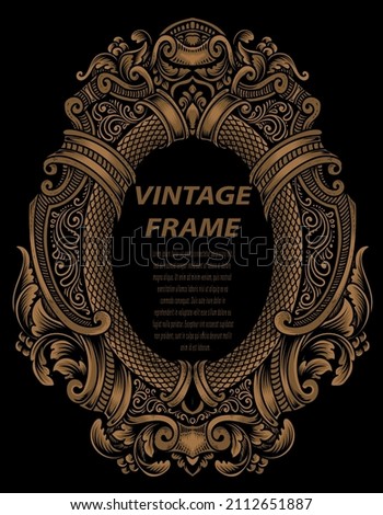 Vintage frames in baroque antique style. engraving retro frames ornament. Royalty-Free Stock Photo #2112651887