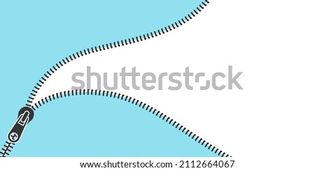 Zipper Background. Concept banner closed and open zipper. Fastener. Closing clasp. Vector illustration Royalty-Free Stock Photo #2112664067