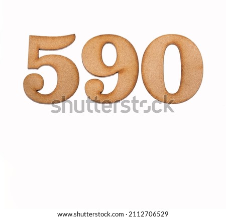Number 590 - Piece of wood isolated on white background