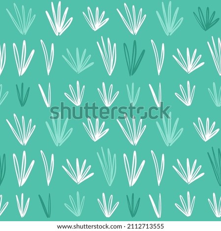 Seamless pattern with grass on green background. Modern design for fabric and paper, surface textures.