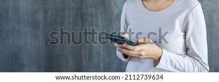 woman using smart phone with copy space for text content