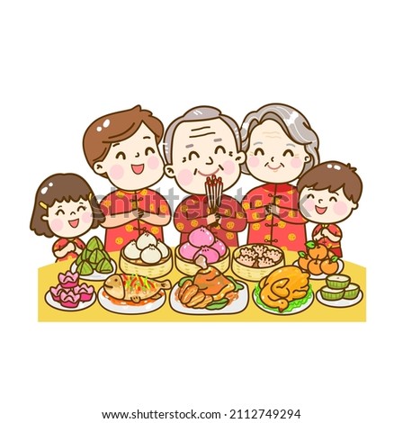 Cute family have foods vector.