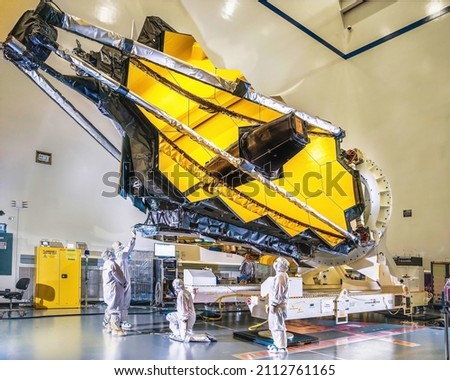 The James Webb Telescope. Space Observatory for the Study of the Universe and exploration of deep space. Elements of this image furnished by NASA Royalty-Free Stock Photo #2112761165