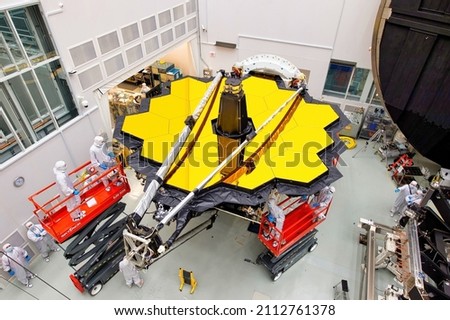The James Webb Telescope. Space Observatory for the Study of the Universe and exploration of deep space. Elements of this image furnished by NASA Royalty-Free Stock Photo #2112761378