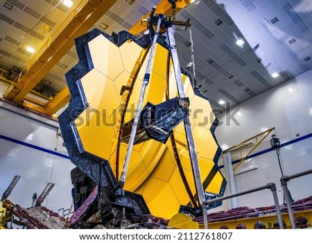 The James Webb Telescope. Space Observatory for the Study of the Universe and exploration of deep space. Elements of this image furnished by NASA Royalty-Free Stock Photo #2112761807