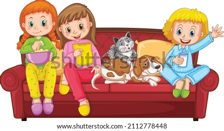 Happy family cartoon character on white background illustration