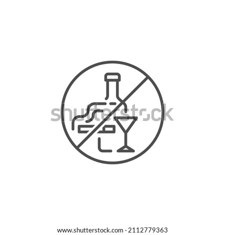 Do not smoking and drink line icon. linear style sign for mobile concept and web design. No alcohol and cigarettes outline vector icon. Healthcare symbol, logo illustration. Vector graphics