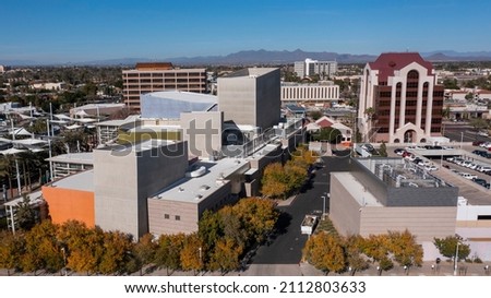 Daytime skyline view of downtown Mesa, Arizona, USA. Royalty-Free Stock Photo #2112803633