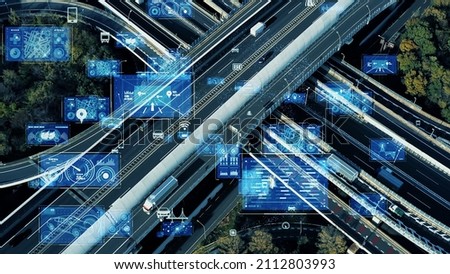 Transportation and technology concept. ITS (Intelligent Transport Systems). Mobility as a service. Royalty-Free Stock Photo #2112803993