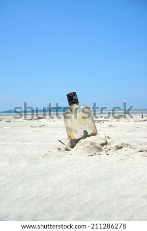 Bottle on a sand beach