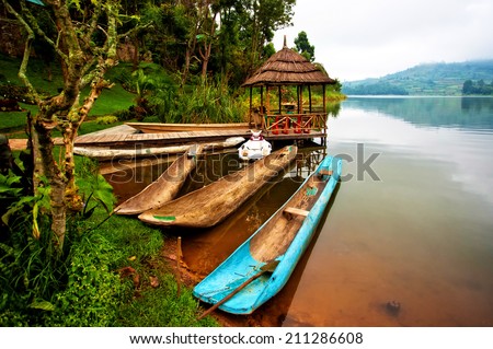Lake Bunyonyi in Uganda, Africa Royalty-Free Stock Photo #211286608
