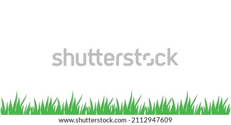 Vector green grass isolated on white background. Herbal Border, horizontal bottom edging, lawn panoramic landscape. Template, design element, illustration Royalty-Free Stock Photo #2112947609