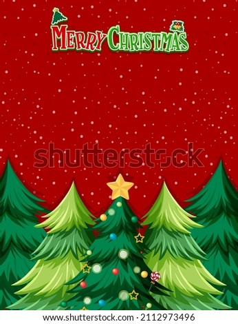 Merry Christmas poster template with Christmas trees illustration