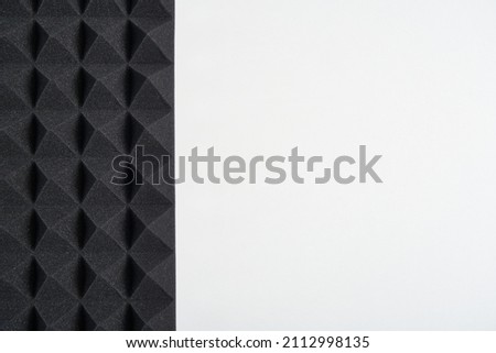 Music, blogging concept background. Acoustic foam panel on white background with copy space, flat lay