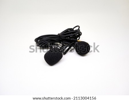 black lavalier mic dual isolated in white background