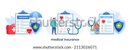 Medical insurance, health insurance, protection concept, umbrella, healthcare, landing page flat illustration vector template Royalty-Free Stock Photo #2113026071