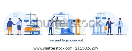 law firm and legal services concept, lawyer consultant, flat illustration vector banner Royalty-Free Stock Photo #2113026209