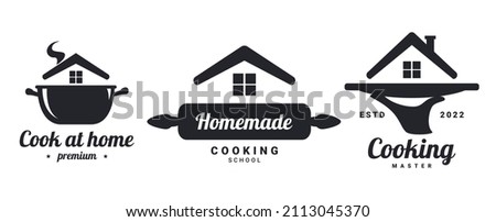 Homemade cooking logos set. kitchen phrases. Home cooking, cooked with love. Vector  Royalty-Free Stock Photo #2113045370