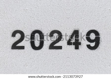 Black Number 20249 on the white wall. Spray paint.two thousand two hundred forty ninetwo thousand two hundred forty nine