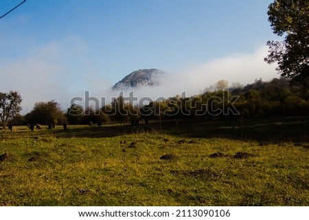 mountain seen through the fog