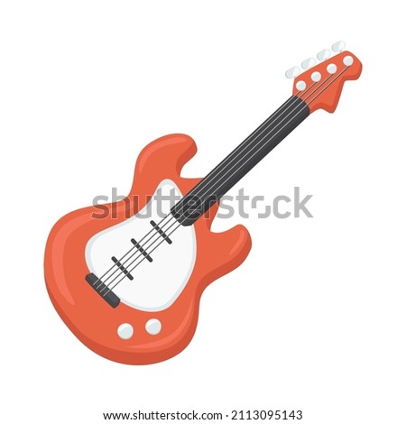 Guitar Sign Emoji Icon Illustration. Music Instrument Vector Symbol Emoticon Design Clip Art Sign Comic Style.