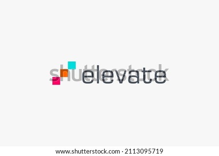 Abstract Elevate Logo. Colorful Geometric Shapes Stairs Symbol isolated on White Background. Flat Vector Logo Design Template Element for Branding and Business Logos Royalty-Free Stock Photo #2113095719