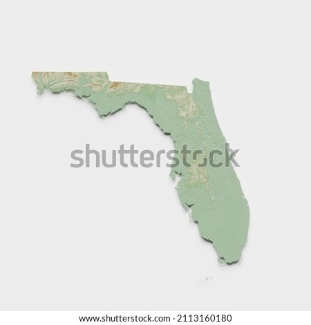 Florida Topographic Relief Map - 3D Render