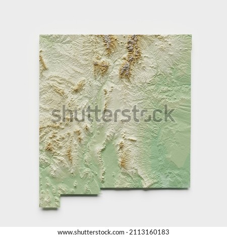 New Mexico Topographic Relief Map - 3D Render