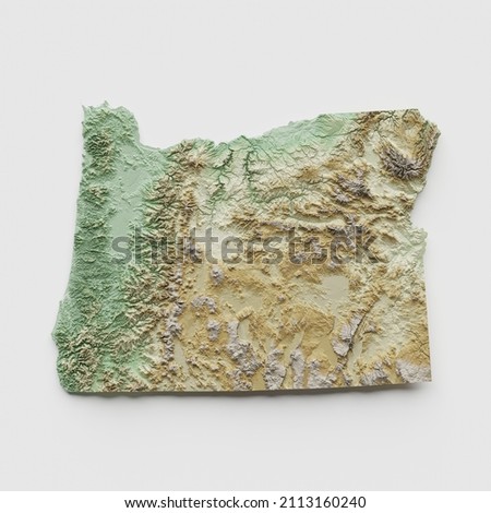 Oregon Topographic Relief Map - 3D Render