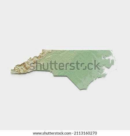 North Carolina Topographic Relief Map - 3D Render