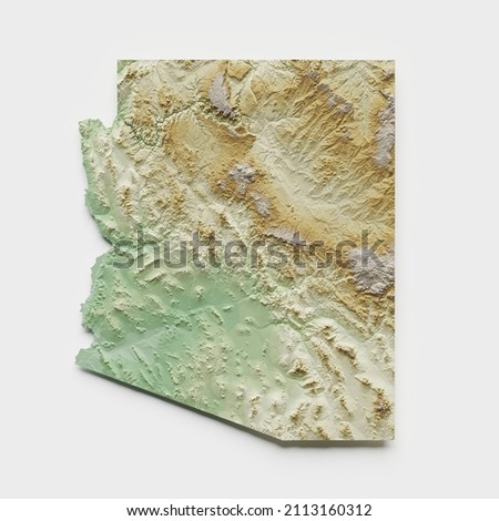 Arizona Topographic Relief Map - 3D Render