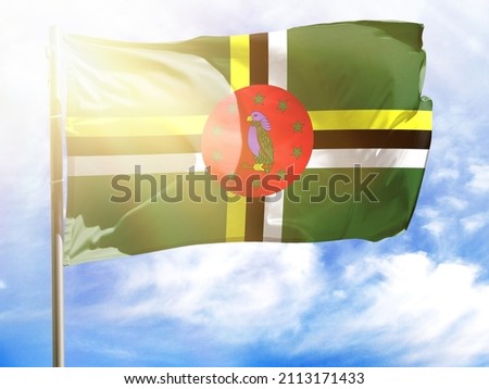 Flagpole with flag of Dominica.