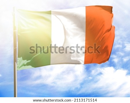 Flagpole with flag of Ireland