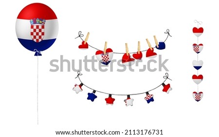 Festival set in colors of national flag. Clip art on white background. Croatia