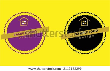 Minimal logo design yellow and black and purple color